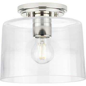 Adley 1-Light Polished Nickel Clear Glass New Traditional Flush Mount Light