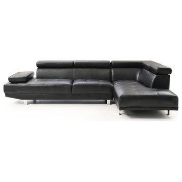 Riveredge 109 in. W 2-piece Faux Leather L Shape Sectional Sofa in Black