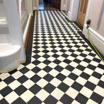 Diamond Pattern Encaustic Tiled Hallway Restoration in Rugby