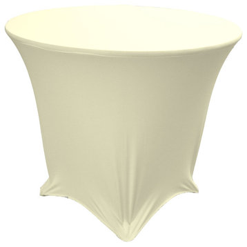 LA Linen Round Spandex Table Cover, Ivory, 30"x30"