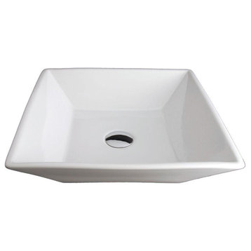 White Square Porcelain Vessel Bathroom Sink