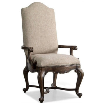Hooker Furniture Rhapsody Upholstered Arm Dining Chair in Rustic Walnut