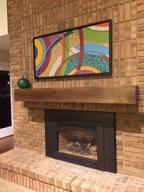 Walnut modern mantel
