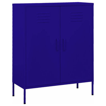 vidaXL Storage Cabinet Freestanding File Cabinet for Home Office Navy Blue Steel