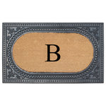 A1 Home Collections LLC - Rubber And Coir, Black/Beige  24"x39" Heavy Duty Outdoor Monogrammed Doormat, B - More than a decorative enhancement this rubber and coir molded monogrammed doormat is made with a heavy rubber backing that anchors it in place while you brush dirt and debris from shoes and boots. The tufted coco-fiber facilitates scrubbing soles clean.
