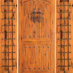 External Prehung Door with Two Sidelites, Knotty Alder, Speakeasy - Front Doors