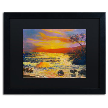 'Maui Sunset' Matted Framed Art, Black Frame, Black Matte, 20x16