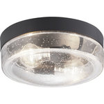 Progress - Progress P550042-031 Weldon - Two Light Outdoor Flush Mount - Featuring nautical influences, Weldon delivers a two-light flush mount ideal for Farmhouse or Transitional architecture designs. Curved clear seeded glass is topped with an ample roof in Black.