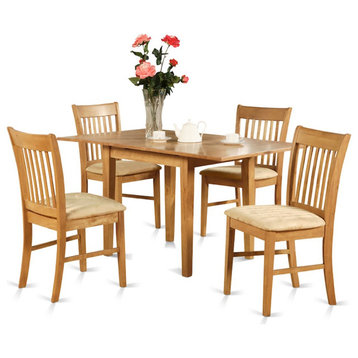 5-Piece Dinette Set For Small Spaces, Table and 4 Chairs, Oak