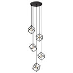 Z-Lite - Vertical Five Light Pendant, Matte Black / Brushed Nickel - A sense of movement and energy are conveyed in the design of this two-tone five-light pendant for your home. It's fashioned with a matte black and brushed nickel finish with cube-shaped shades hanging at different heights for an electric look and feel that you'll love. It'll add a vibrant dynamic to any dining room foyer living room or entertainment room.