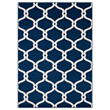 Beltara Chain Link Transitional Trellis 5"x8" Area Rug
, Moroccan Blue and Ivory