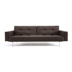 "Innovation" Splitback Begum Dark Brown Sofa Bed / Arms / Stainless Steel Legs - Sofas