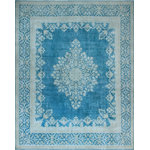 Noori Rug - Fine Vintage Distressed Gigi Blue and Gray Rug, 9'7x12'5 - Pairing a traditional design with a pronounced abrash, this hand-knotted rug has the appeal of a prized antique. Because of each rug's handmade nature, no two are exactly alike, and quantities are limited. To extend the life of this rug, we recommend to always use a rug pad. Professional cleaning only.
