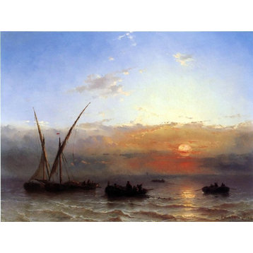 Edward Moran Fishing Boats at Sunset, 21"x28" Wall Decal Print