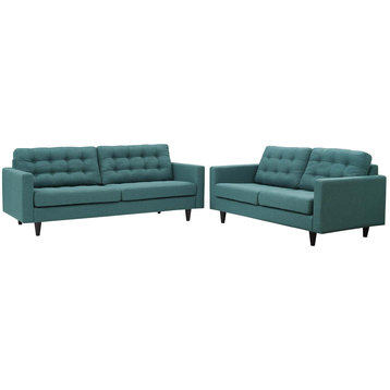 Empress Sofa and Loveseat Set of 2, Teal