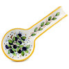 Spoon Rest Flatware Deruta Majolica Olive Green Ceramic Hand-Painted