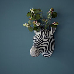 Hand Painted Zebra Wall Vase by Quail - Vases