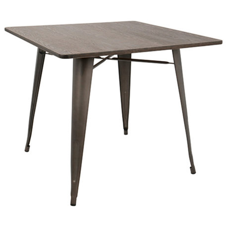 Oregon 36" Industrial-Farmhouse Dining Table, Antique/Espresso