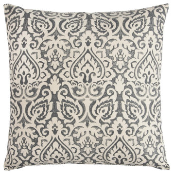 Rizzy Home T10482 Damask 22"x22" Poly Filled Pillow Gray/Natural