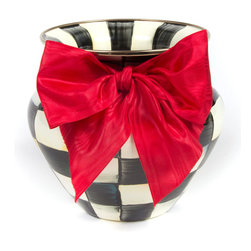 Courtly Check Enamel Large Vase - Red Bow | MacKenzie-Childs - Vases