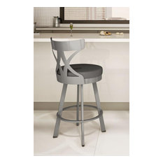 Amisco - Washington Swivel Counter Stool in Glossy Grey Finish - Bar Stools and Counter Stools