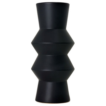 American Art Decor Contemporary Black Shaped Ceramic Vase 11"