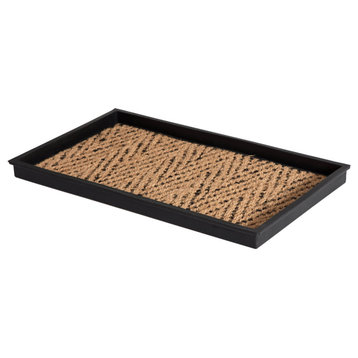 24.5"x14"x1.5" Natural/Recycled Rubber Boot Tray Tan/Black Coir Insert