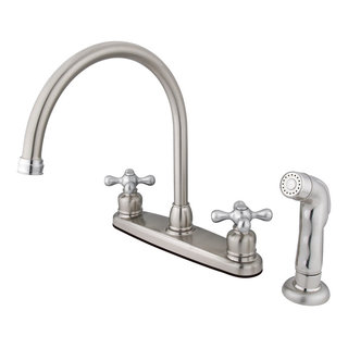 Gramercy Adjustable Center 2-Handle Wall-Mount Standard Kitchen Faucet in  Satin Brass