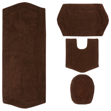 Waterford Collection 4-Piece Bath Rug With Lid Cover, Chocolate
