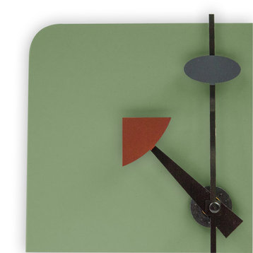 LeisureMod Manchester Modern Design Square Silent Non-Ticking Wall Clock, Mint