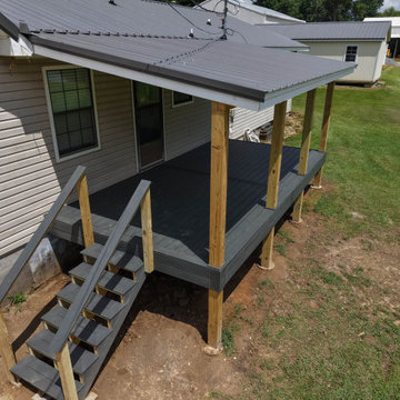 Trex board deck with standard metal roof