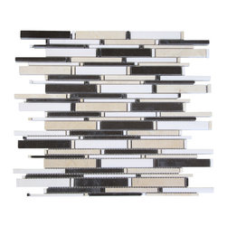Black, White and Beige Matte Random Brick Pattern Marble Stone Tiles - Home Accessories & Decor