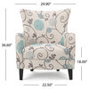 GDF Studio Venette Farmhouse Fabric Upholstered Club Chair, White and Blue Floral