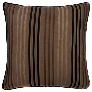 Brown 16"x16" Pillow Cover, Silk, Striped, Brownie Stripes