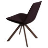 Eiffel Sword Dining Chair, Walnut Veneer Steel Base, Brown Leatherette