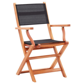 Vidaxl Folding Patio Chairs 4-Piece Solid Eucalyptus Wood and Textilene