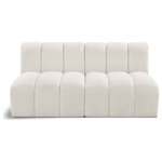 Meridian Furniture - Arc Boucle Fabric Upholstered 2-Pc. Modular Sofa, Cream - Give your living room or den the perfect blend of style and versatility with this Arc boucle fabric curved modular Sectional. Part of the Arc modular furniture collection, this Sectional comes upholstered in rich cream boucle fabric and features deep channel tufting that adds a touch of luxury while enhancing comfort and support. A seamless combination of form and function, this chair can be used with other Arc pieces to create a myriad of configurations in your well-curated room.