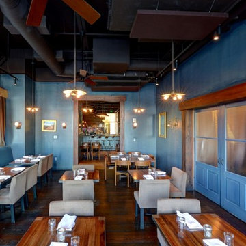 Empire State South Featuring custom hanging Acoustic Spot Panels Blending into t