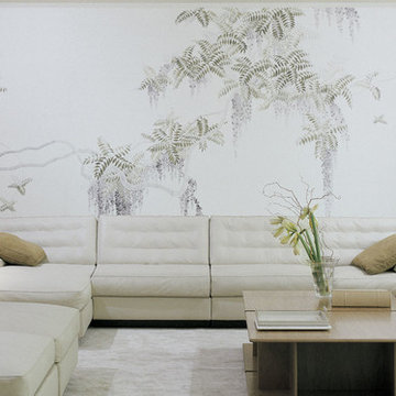 Handprinted Chinoiserie wallpaper in interior design