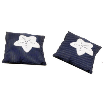 Anne Home, Blue Pillow, White Star, Set Of 2