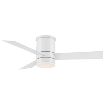 Axis 3-Blade Smart Flush Mount Ceiling Fan 44" Matte White, 3500K LED Kit