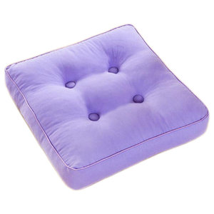 Aqua Blue 20-inch Square Corded Floor Pillow with Button Tufts