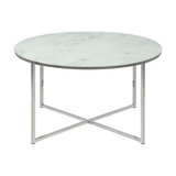 Alismar Round Coffee Table, White, Chrome Base
