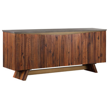 Picadilly 4 Door Sideboard Buffet in Acacia Wood and Concrete