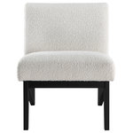 Meridian Furniture - Chapman Boucle Fabric Accent Chair, Black - Fall in love with the soft comfort offered by this Chapman boucle fabric accent chair, the perfect seat for so many rooms in your contemporary home. This chair epitomizes refinement and elegance while retaining a casual look that's ideal for living rooms, bedrooms, dorm rooms, and beyond. Beautiful rich cream boucle fabric is soft to the touch and easy to care for while providing an excellent contrast with the solid wood black finish legs.