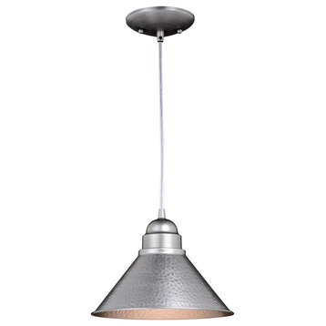 Outland Farmhouse Outdoor Dome Pendant, Brushed Pewter