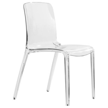 LeisureMod Murray Lucite Stackable Molded Dining Side Chair, Clear