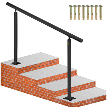 Outdoor Stair Railing Kit 5 FT Handrails Aluminum Stair Hand Rail, Black