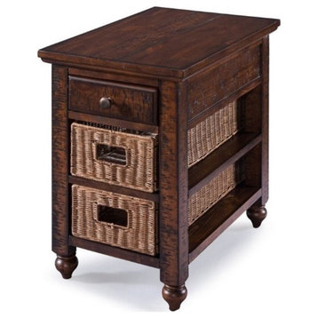 Bowery Hill Transitional Wood Top 1 Drawer End Table in Brown