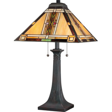 Roseto QZLMP1127 Henrico 2 Light 25" Tall Table Lamp - Valiant Bronze
